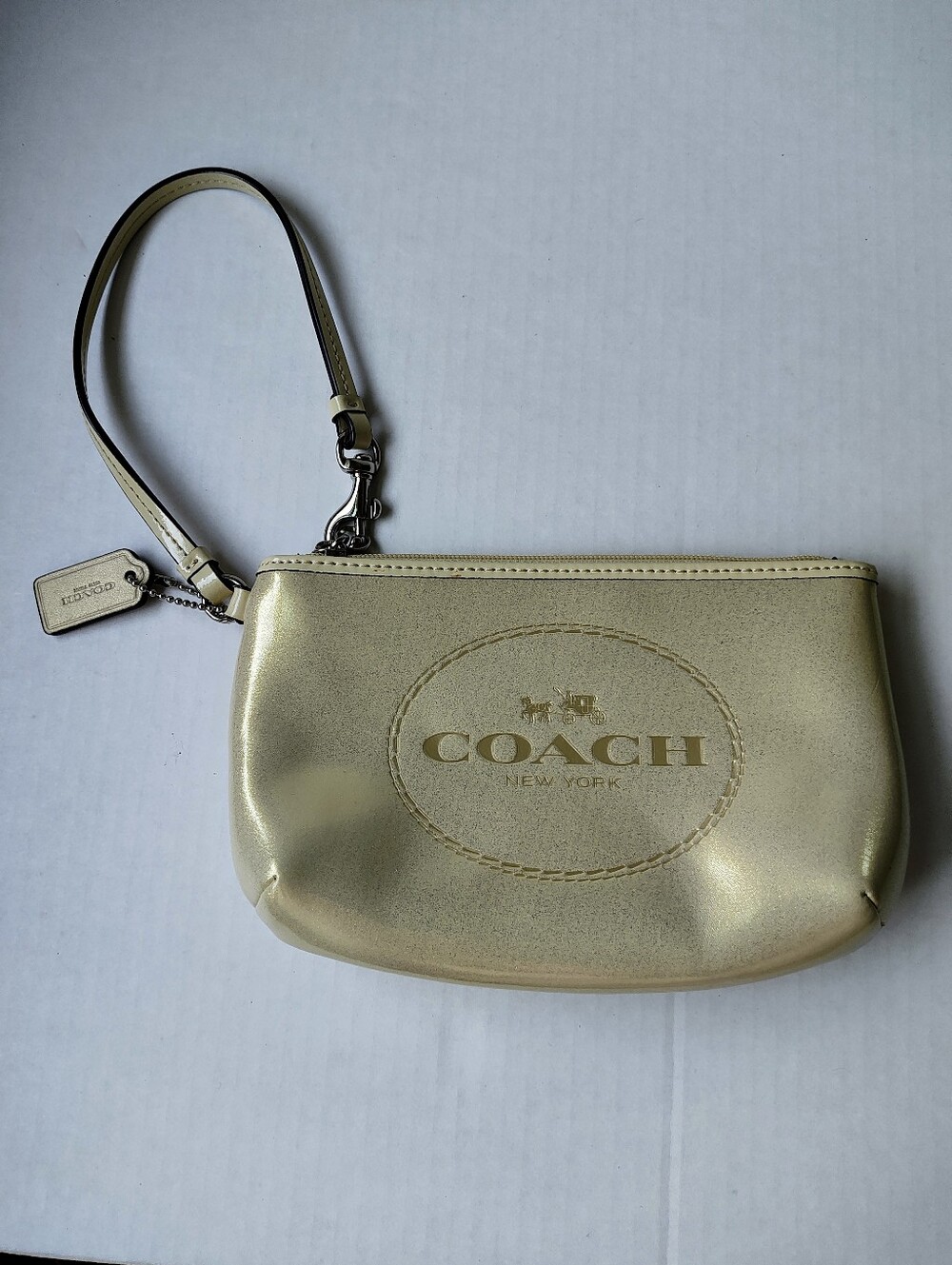 Coach Metallic Gold Patent Leather Wristlet F52145